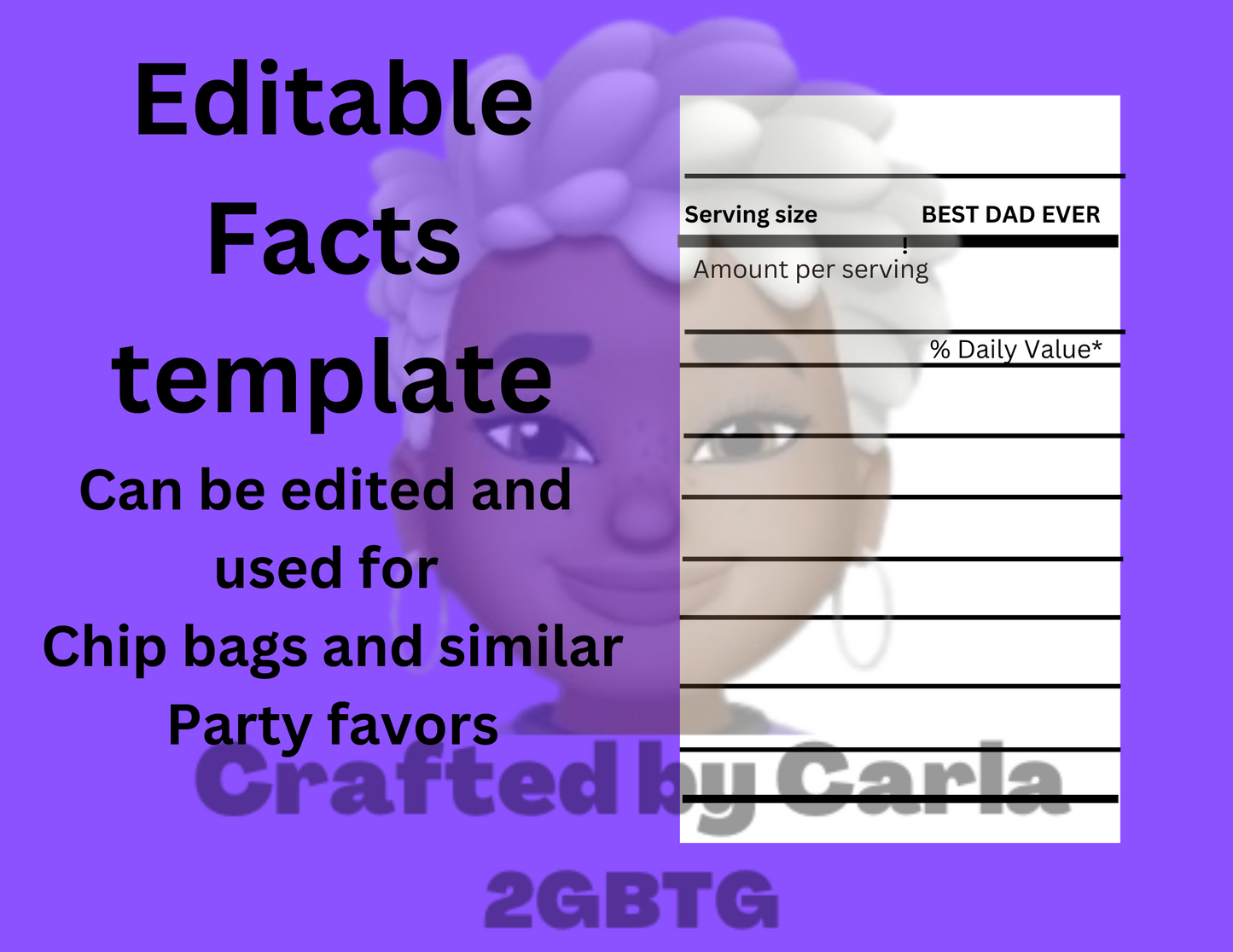 Editable Nutrition Facts