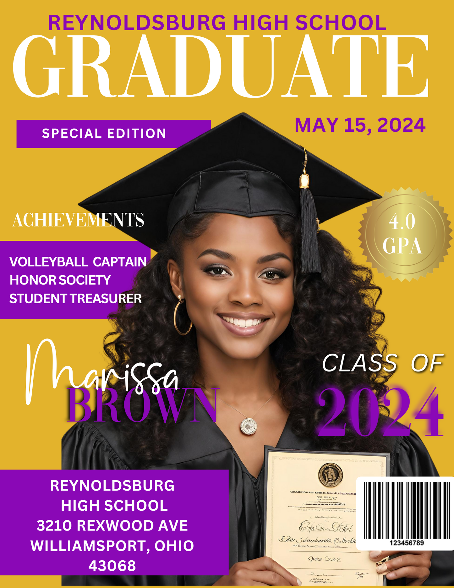 Grad cover digital magazine editable template